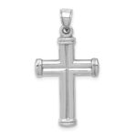 14K White Gold Hollow Crucifix Reversible to Cross Pendant - Image 4