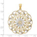 14k and White Rhodium Diamond-cut Fancy Swirl Pendant - Image 3