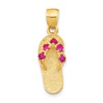 14k 3-D January/Red CZ Birthstone Flip Flop Pendant