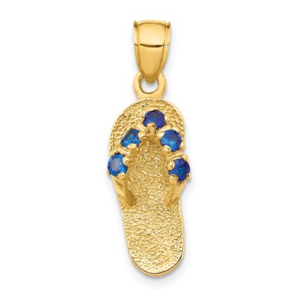 14k 3-D September/Blue CZ Birthstone Flip Flop Pendant