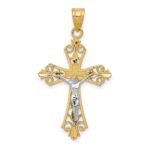 14K Two-tone Crucifix Pendant