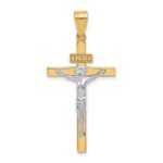 14K Two-tone INRI Crucifix Pendant