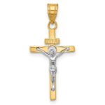 14K Two-tone INRI Crucifix Pendant