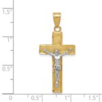 14K Two-tone Diamond-cut Crucifix Pendant - Image 3