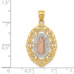 14k Tri-color Our Lady of Guadalupe Oval Pendant - Image 3