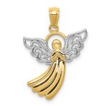 10k w/Rhodium Filigree Angel Pendant