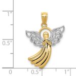 14k and White Rhodium Filigree Angel Pendant - Image 3