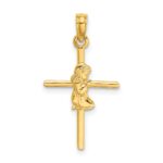 14k Praying Girl Cross Charm