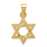 14k Solid Satin Star of David Charm