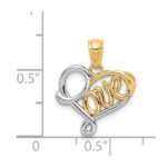 14k and White Rhodium LOVE Heart Pendant - Image 3