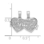 14K White Gold BEST FRIEND 2-Piece Break-apart Double Hearts Pendant - Image 3