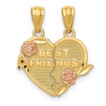 14k Two-tone BEST FRIENDS 2-Piece Break-Apart Heart Pendant