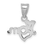 14K White Gold MOM with Heart Pendant - Image 3