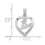 14K White Gold #1 MOM in Heart Pendant - Image 4