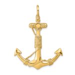 14K Large 3-D Solid Anchor with Wrapped Rope Pendant