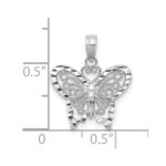 14K White Gold Diamond-cut Butterfly Pendant - Image 3