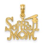 14K SOFTBALL MOM with Bat And Ball Charm
