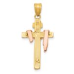 14K Tri-color Diamond-cut Small Draped INRI Crucifix Pendant - Image 4