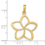 14k Polished Cut-out Plumeria Flower Pendant - Image 3