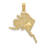 14k Polished and Textured ALASKA Map Charm