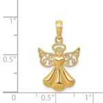 14K Polished and Textured Guardian Angel with Heart Pendant - Image 4