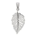 14K White Gold Polished Leaf Pendant