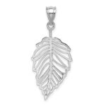 14K White Gold Polished Leaf Pendant - Image 3