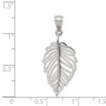 14K White Gold Polished Leaf Pendant - Image 4