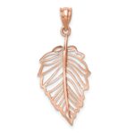 14K Rose Gold Polished Leaf Pendant - Image 3