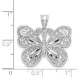 14K White Gold Polished Diamond-cut Butterfly Pendant - Image 4
