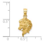 14K Brushed Diamond-cut Lion Head Pendant - Image 2