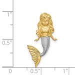 14K and White Rhodium Brushed Diamond-Cut Mermaid Chain Slide - Image 4