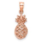 14K Rose Gold Polished 3-D Pineapple Pendant - Image 3