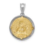 14K Two-tone Polished and Diamond-cut Bezel Angel Round Pendant - Image 3