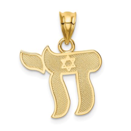 14K Polished Chai with Star of David Pendant