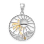 14K Two-tone Sun and Palm Tree in Circle Pendant - Image 3