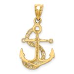 14K Polished Anchor and Chain Pendant - Image 3