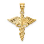 14K Polished 3-D Caduceus Medical Pendant