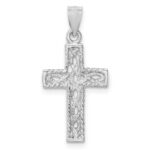 14K White Gold Polished Braided Cross Pendant - Image 3