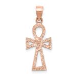 14K Rose Gold Polished Ankh Cross Pendant - Image 3