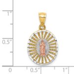 14K Two-tone and White Rhodium Polished Our Lady of Guadalupe Oval Pendant - Image 2