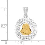 14K Two-tone Brushed and Polished Diamond-cut Virgin Mary Pendant - Image 4