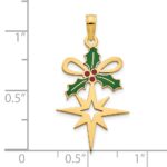14k Epoxy Holly and North Star Pendant - Image 2