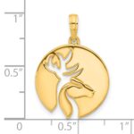 14k Polished Cut-out Deer Head Circle Pendant - Image 4