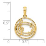 14k Polished Music Notes and Treble Clef in Circle Pendant - Image 4