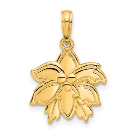 14k Polished Poinsettia Floral Pendant