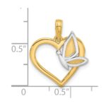 14K with White Rhodium Fancy Heart and Butterfly Charm - Image 3