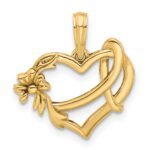 14K Fancy Heart and Ribbon Charm