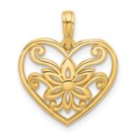 14K Polished Fancy Flower and Heart Charm