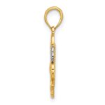 14K with Rhodium Polished Fancy Heart and Swans Charm - Image 2